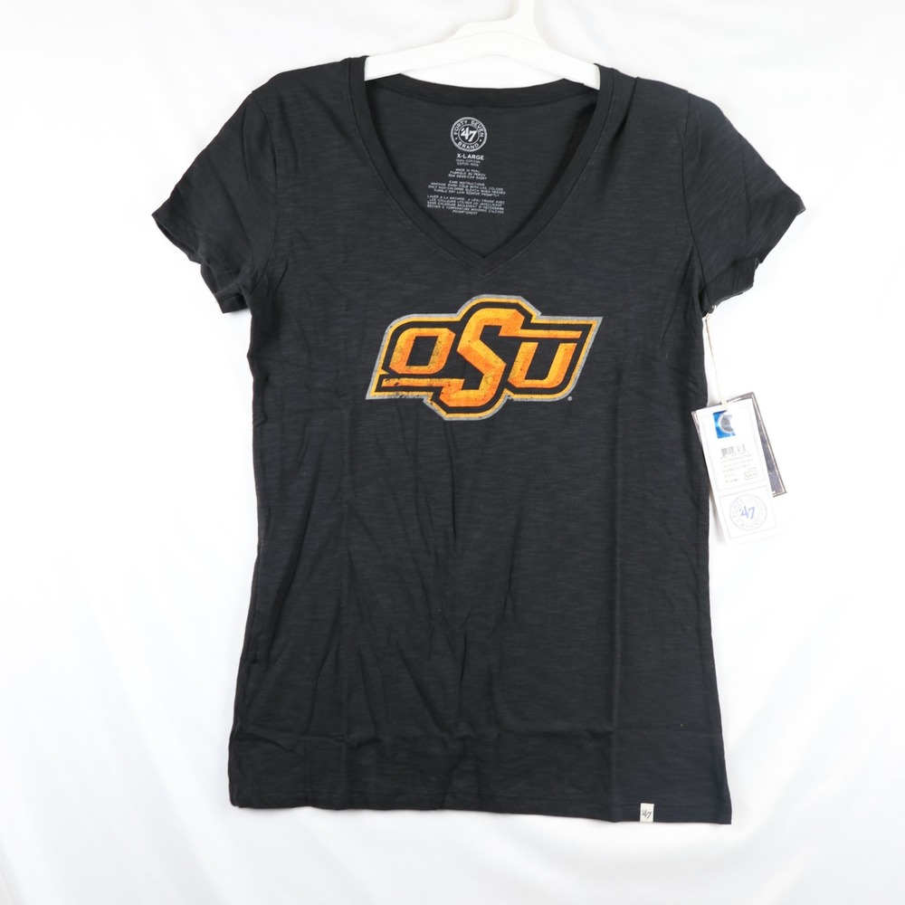 Oklahoma State Cowboys Shirt Womens XL Black NCAA Football College V Neck Tee‎